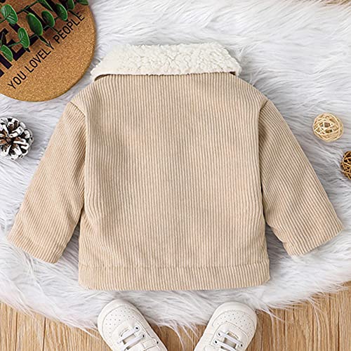 Corduroy Fleece Jacket for Kids Boys Girls Long sleeve Lapel Button Coat Winter Single Breasted Windproof Outwear2