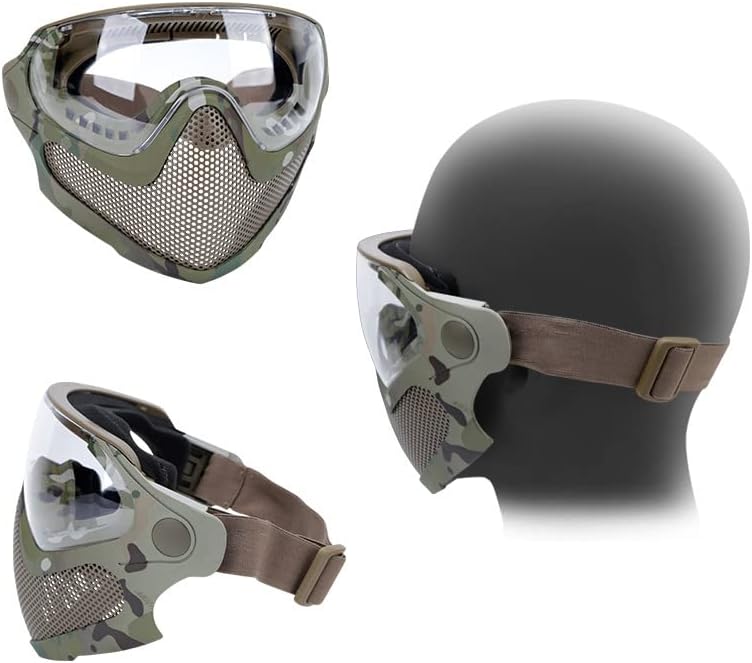 Tactical Fast Helmet Mount PC Mask with Goggles Outdoor Airsoft Paintball Shooting Sports Gear