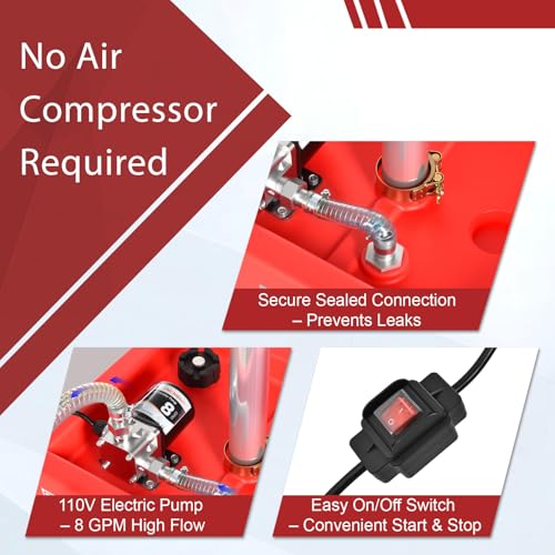Image of FMCNMech 20 Gallon Oil Drain Container, 8 GPM 110V Electric Pump, Adjustable Oil Drain Tank with Funnel, Waste Oil Container for Automotive Oil Changes, No Air Compressor Required