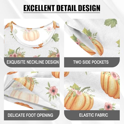 Pajama Short Sets Pumpkin Floral Pattern Soft Cotton Summer Sleepwear 2 Piece PJS Size 5-14T3