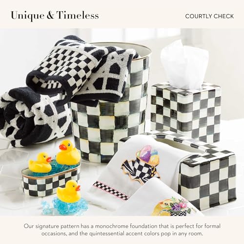 MACKENZIE-CHILDS-Waste-Bin-Decorative-Bedroom-Trash-Can-or-Bathroom-Trash-Can-Black-and-White-Courtly-Check MACKENZIE CHILDS Waste Bin Decorative Bedroom Trash Can or Bathroom Trash Can Black and White Courtly Check