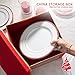 Simplify Holiday Dinner Plate Dinnerware Storage Box | 12.2 Inch | Christmas China | 12 Felt Dividers | Tableware Setting | Red