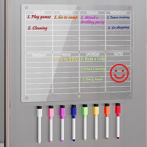 Neatsure Acrylic Dry Erase Board Calendar for Fridge, Clear Weekly Planner