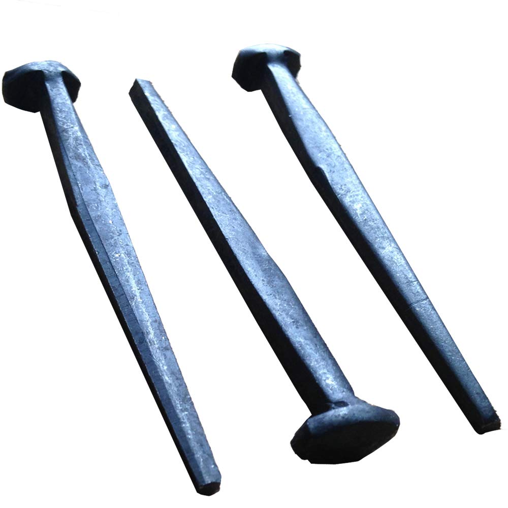 1.5”- Wrought Head Iron Nails – Antique Black rustic restoration accent nails for hanging, furniture, cabins, shutters & flooring – Decorative clavos nails – Distinct wrought rose head – 1.5 in