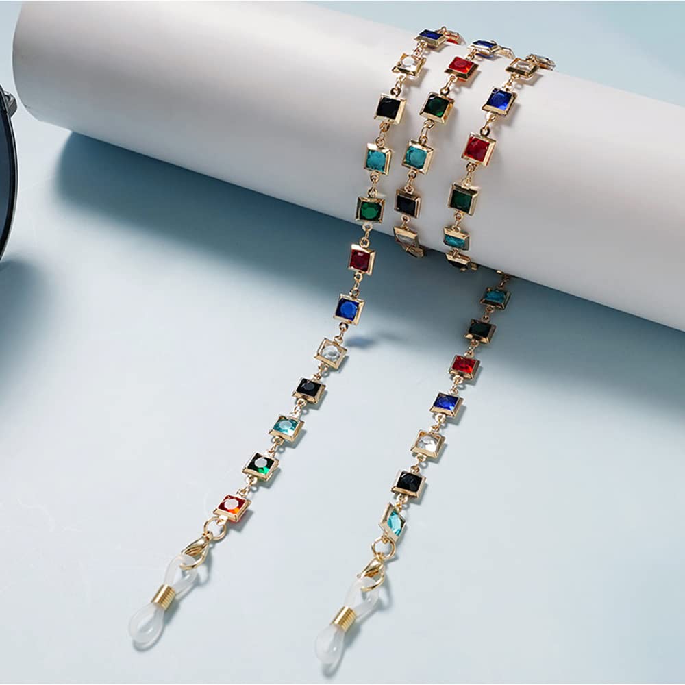 Schlichte, vielseitige Brillenketten, Stilvolle Brillenkette, Metall-Brillenband, farbige Diamanten, Brillen-Haltekette for Damen