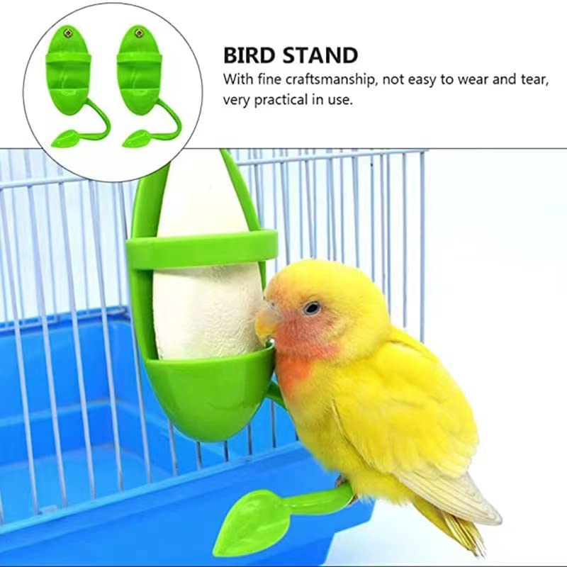 Bird Feeding Cup Rack Bird Food Holder Cuttlebone Holder Bird Cage Bowl Stand Food Fruit Holder for Cockatiel Parrot Macaw Birds Small Animal 2 Pack - image 2
