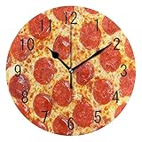 ALAZA Home Decor Fresh Pizza Food Round Acrylic 9.5 Inch Wall Clock Non Ticking Silent Clock Art for...