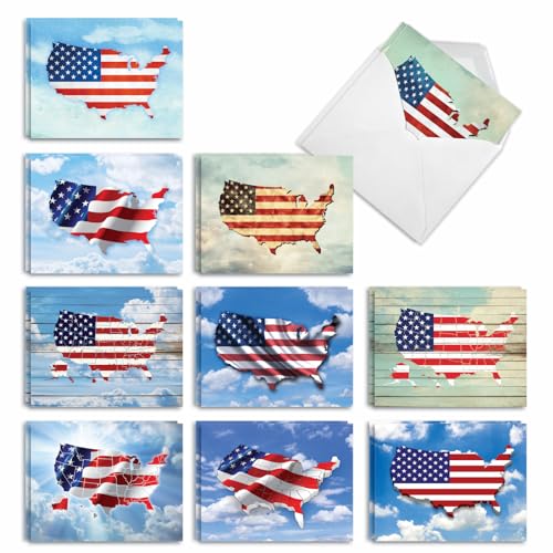 Cartes pour jour de l'indépendance Drapeaux Maps AM9523IDG-B2 en lot de 20 pour célébration