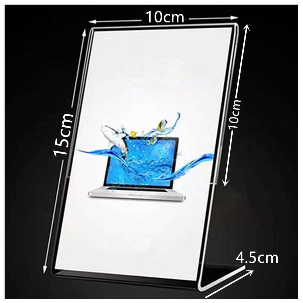 10 Pezzi Espositore da Tavolo, Porta Avvisi da Tavolo, A6 Espositore per Poster, Forma a L Chiaro Acrilico Poster da Banco Espositori Plexiglass per Poster, Bancone Negozio