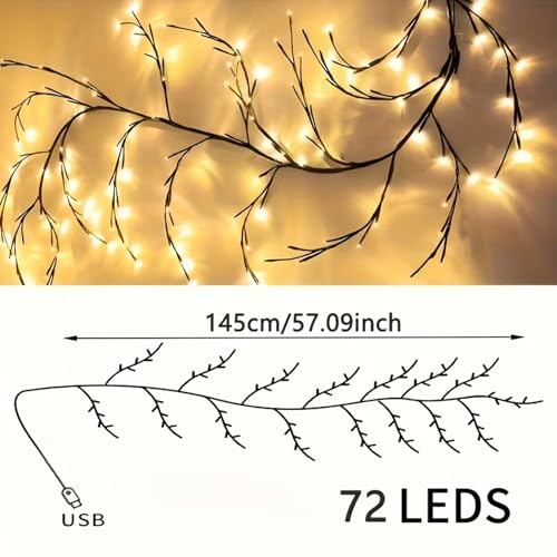 Image of Enchanted Willow Vine Lights Tree, Christmas Swags Decorations Indoor Room Decor Flexible Twinkle Artificial LED Tree Branch Light for Home Wall Bedroom Living Room Decoration (1)