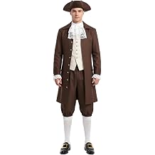 Colonial Man Costume 18th Century Historical Outfit for Adult, Founding Father Costume for Halloween Cosplay Party