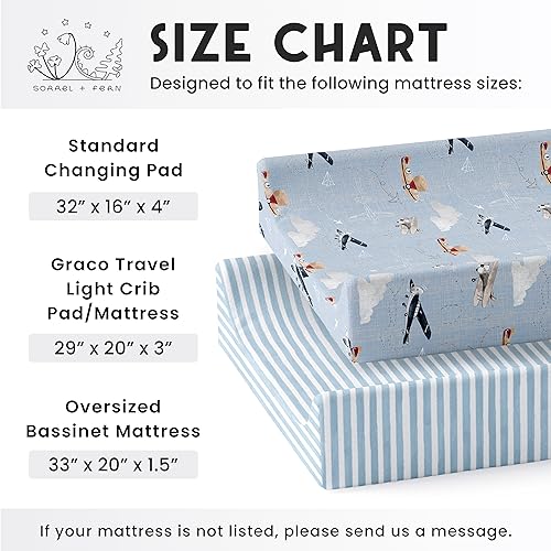 Image of Baby Changing Pad Cover 2-Pack for Boys, Girls (Watercolor Airplanes and Clouds) - Premium Fitted Sheets Baby Diaper Changing Table Cover - Buttery Soft Cotton Blend