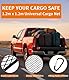 Gepäcknetz für Pickup, kofferraumnetz Auto, Doppelt Dehnbarer LKW-Frachtnetz, Ladungssicherungsnetz mit 6 Stahlkarabiner+4 ABS Haken, 1,2 x 1,2 m dehnbar bis 2,3 m x 2,3 m, für ATV, SUV, UTV, Booten