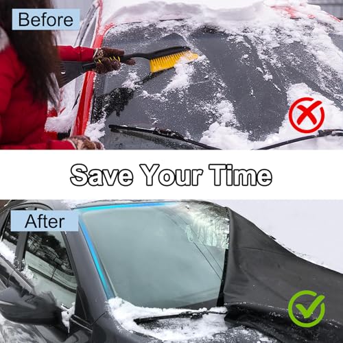 Image of Windshield Cover for Ice and Snow Durable Oxford Fabric with Magnetic EX-Large Frost Guard Windshield Snow Cover for Truck SUV MPV Station Wagons & Minivans Car Winter Accessories（88 inchX53 inch