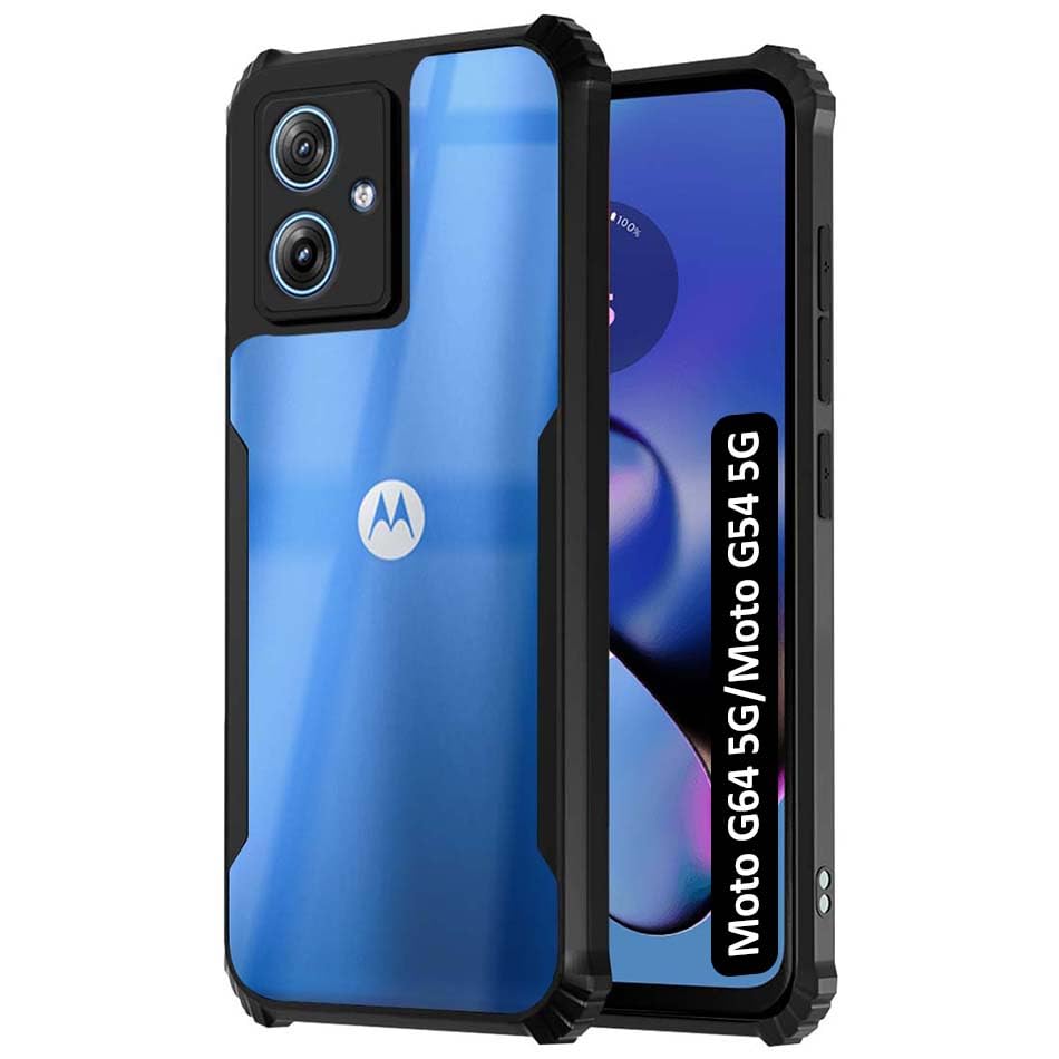Fashionury Shockproof Back Case Cover for Motorola Moto G64 5G / Moto G54 5G | Raised Bumps for Camera & Screen Protection | Ultra Clear Soft Silicone Back Cover (Black Bumper) (B0D2TNTM3Q) Amazon Price History, Amazon Price Tracker