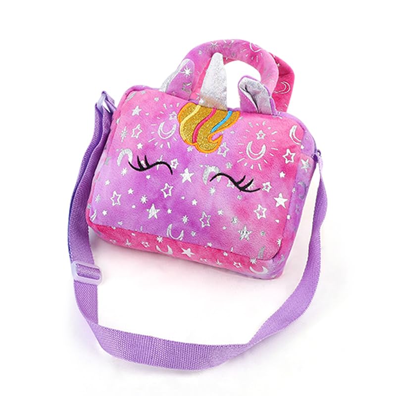 1pc Adorable Unicorn-Themed Rainbow Crossbody Bag - Colorful Fluffy Shoulder Purse for Phone, Keys, Credit Cards & Coins with Zipper Closure, Polyester Lining