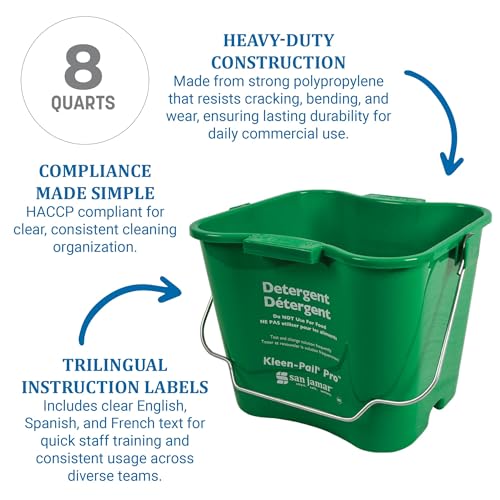 Image of San Jamar Kleen-Pail Plastic Pro Cleaning Bucket 8 Quarts Green