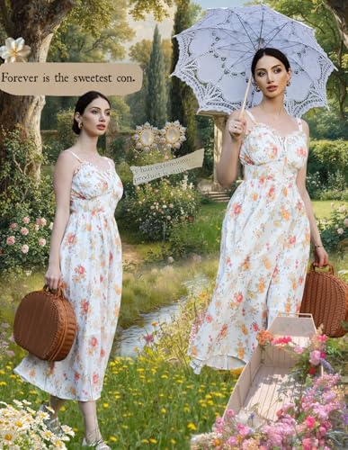 Image of Scarlet Darkness Summer Dresses for Women 2026 Floral Corset Dress Long Milkmaid Dress with Pocket