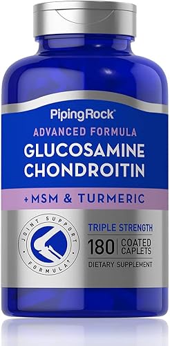 Piping Rock Glucosamina condroitina MSM de triple fuerza 180 cápsulas Suplemento avanzado con cúrcuma Sin OMG, sin gluten