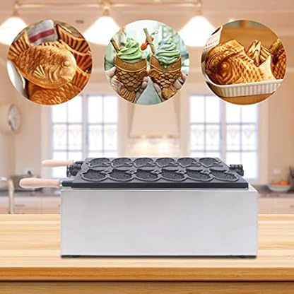 Waffeleisen, Edelstahl, antihaftbeschichtet, 3 Gitter, Taiyaki-Fisch-Waffelmaschine, kommerzielle LPG-Waffelbackmaschine, leicht zu reinigen, schnelles Kochen für zu Hause (Schwarz + Silber 6) – Bild 8