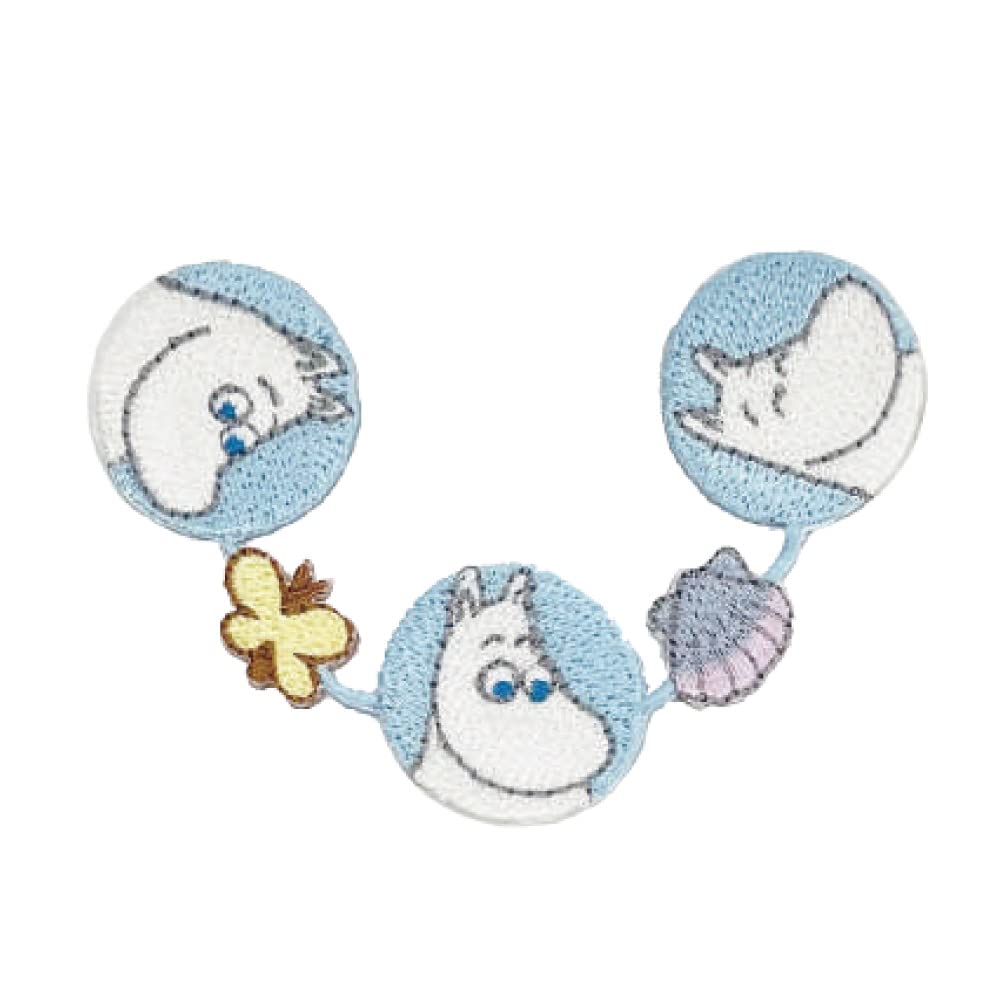Moomin Line Patch Iron On Embroidered Applique Blue Minoda Japan