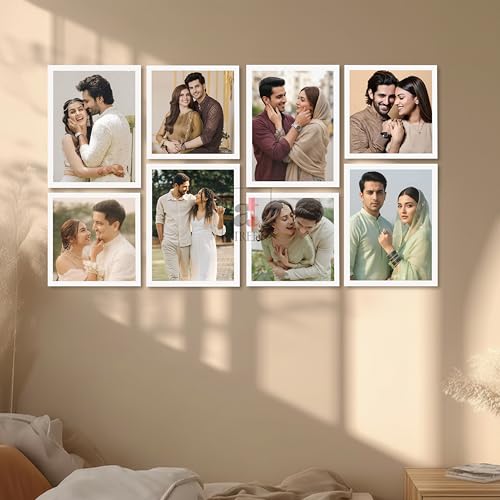 Image of Art Street Photo Frame Set of 8 White Wall Decor Collage Display Hanging Family Picture Frames Gallery Collection Decor Items Wall Mount Frames Birthday Anniversary, 8x8 and 8x12 In