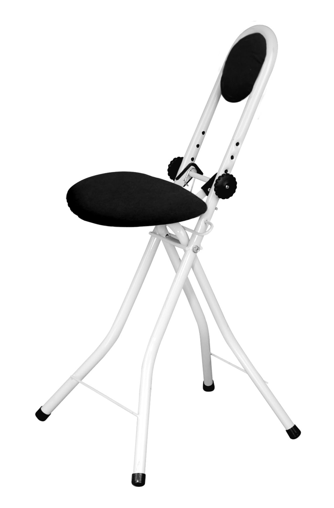 Stehhilfe, Bügelstehhilfe mit Sitzkissen und Rückenkissen, Stehstuhl, höhenverstellbar von 55-64 cm, Stahl, 47 x 91,5 x 45 cm, weiß TÜV/GS Zertifiziert