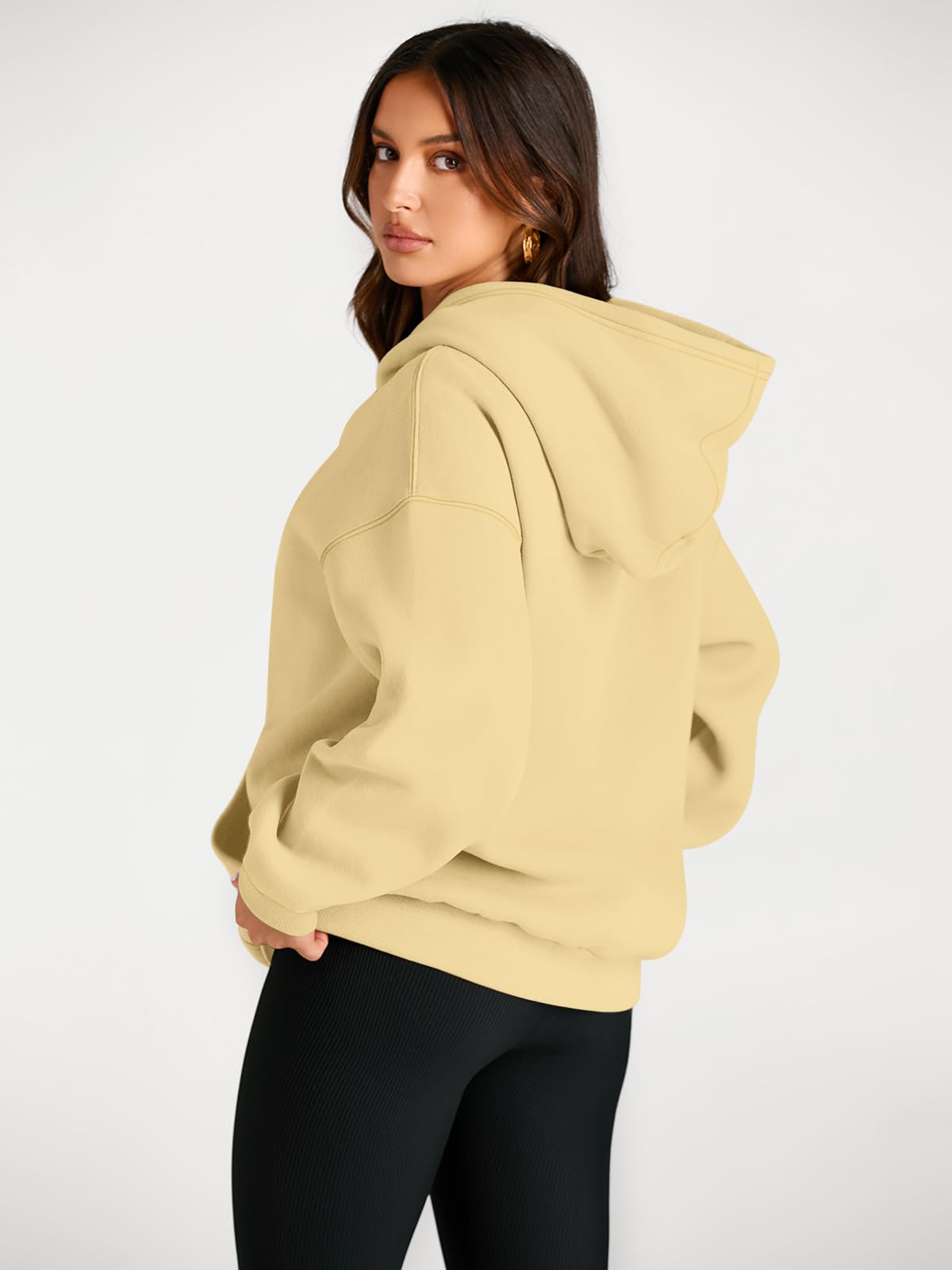 Trendy Queen Womens Oversized Hoodies Fleece Sweatshirts Fall Fashion Pullover Sweaters Winter Clothes: Light Yellow X-Small