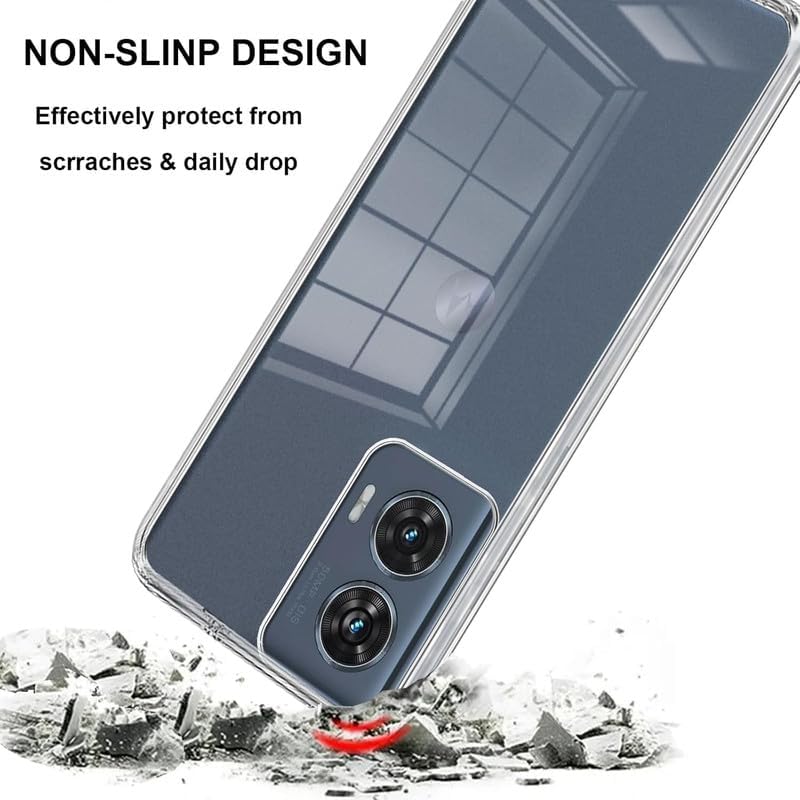 Image of NISHTECH for Moto G85 5G, Moto Edge 50 Fusion 5G Premium Transparent Hybrid Soft Slim Dust Proof Back Case Cover with Camera Protection