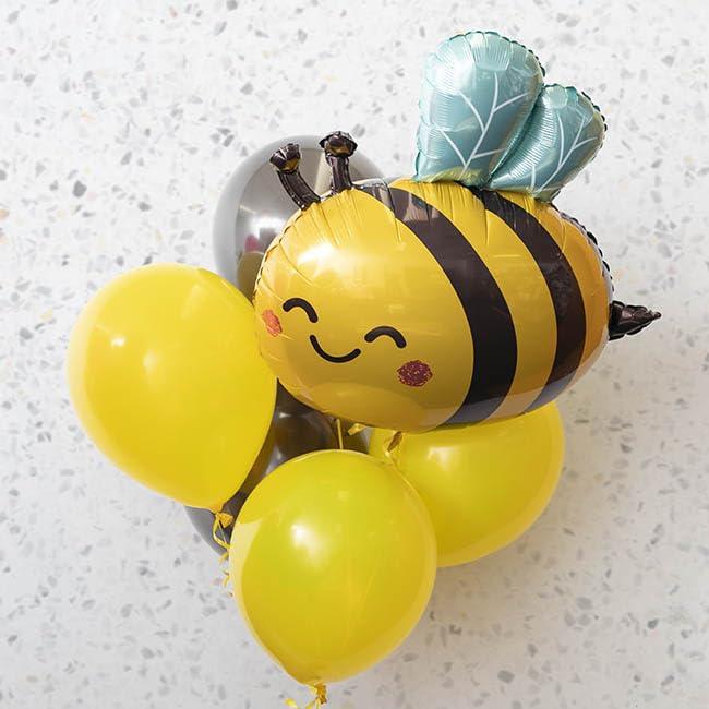 Atpata Funky Garden Theme Botanical 1st Birthday Balloons Set β Daisy ONE Foil Balloon, Ladybug, Honeybee, Flower & Leaf Balloons, Happy Birthday Bee Party Decorations 2