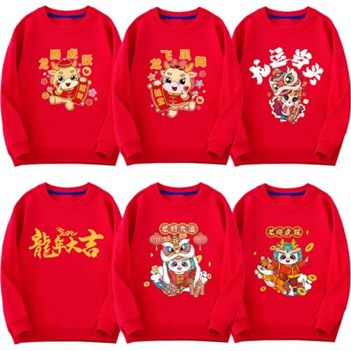 Boys Girls Chinese New Year Sweatshirts Long Sleeve Crewneck Pullover Tops Toddler Baby Blouse Athletic Sweatshirts4