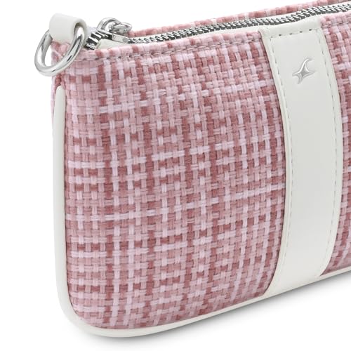 Image of Fastrack Women's Basketweave Wristlet | Top Zip Closure, Inner Utility Pocket | Textured Fabric Wristlet, Faux-leather accented | 6 Months Warranty