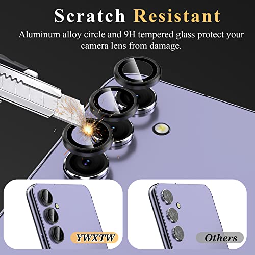 Ywxtw For Samsung Galaxy A54 Camera Lens Protector, Individual Tempered Glass Camera Screen Protector Metal Ring Lens Cover For Galaxy A54 Accessories, 1 Set (Black) #TOP2