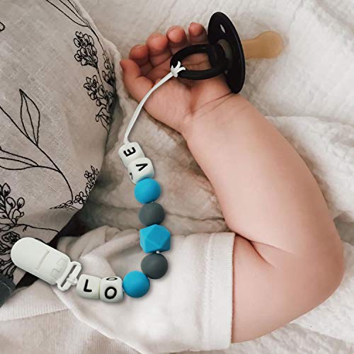Pacifier Clip for Baby Boys, Baby Holder Leash, Braided Pacifier Holder & Silicone Pacifier Holder, Teether Toy Leash, Baby Shower Gift Set, Easy to Use for Teething Toys (Blue) - Thumbnail 5