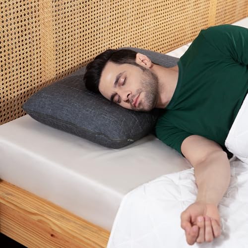 Almohada de espuma viscoelástica 15 cm alta gris miniatura 2