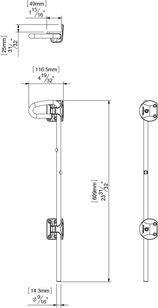 D&D TECHNOLOGIES QB224 Q-Bolt Drop Bolt, Padlockable with Padlock Storage Feature, for Square Post Wood & Vinyl Gates, 24" Length