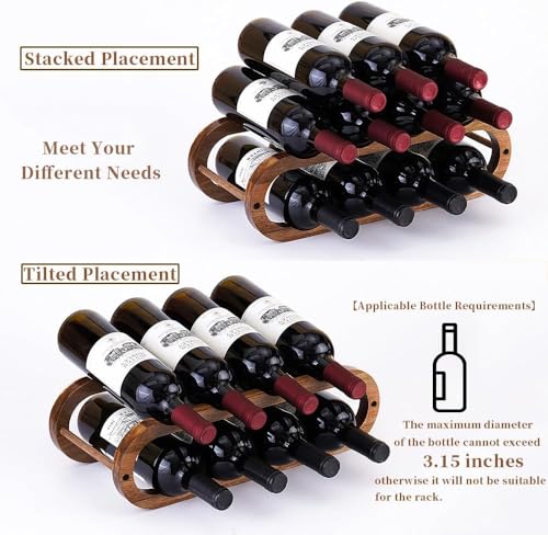 Wine Rack and Water Bottle Organizer 2 in 1 for Cabinet and Countertop (Acacia 2 Tier) - Image 3