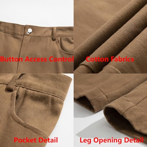 Men's Casual Button Zipper Pants, Mid Waist Jogging Pants, Pleat and Stain Resistant, Lightweight Sports Travel Pant3