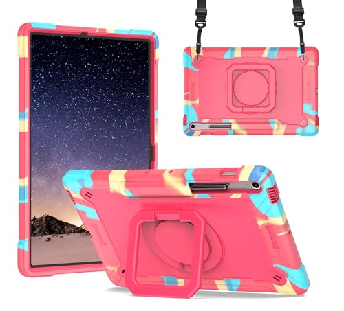 Image of Case for Samsung Galaxy Tab S10 FE+ /S10 FE Plus 13.1 Inch 2025 Released - Heavy Duty Impact Resistant Case Cover with Rotating Ring Stand (Candy /Pink)
