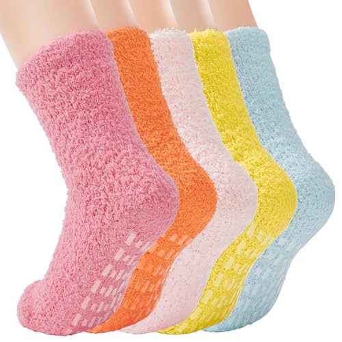 Image of American Trends Hospital Socks Non Slip Socks with Grips for Women Fuzzy Fluffy Grippy Socks Warm Slipper Socks
