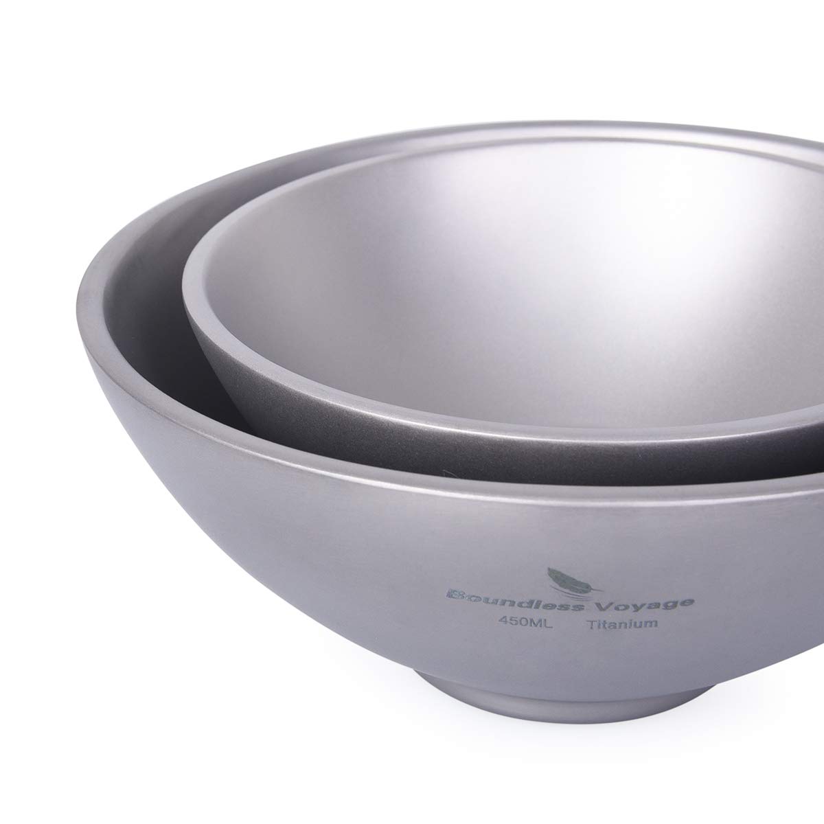 iBasingo Tazón de Camping Utensilios de Titanio de Doble Pared para Exteriores Utensilios de Cocina Ultraligeros Vajilla Portátil para Senderismo Picnic Inicio Usado Mochilero Trekking Viajes 450ml