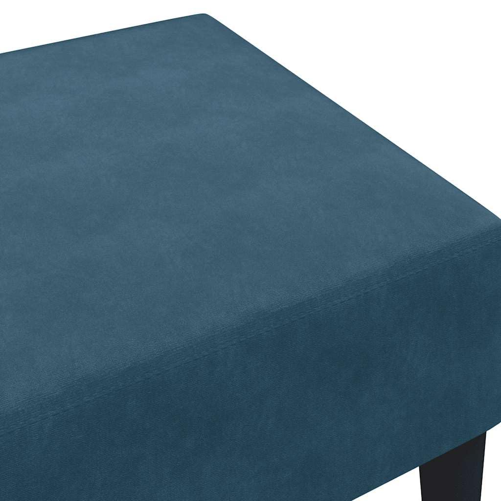 Podnóżek niebieski aksamit z wyściółką z pianki, 77 x 55 x 31 cm, stabilny taboret tapicerowany do salonu, sypialni, biura jako siedzisko i podnóżek, uniwersalny taboret