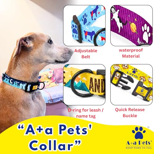Image of A+a Pets' Beachy Vibes' Collar for Dogs & Cats | Adjustable Waterproof for All Breeds (Blue, L)
