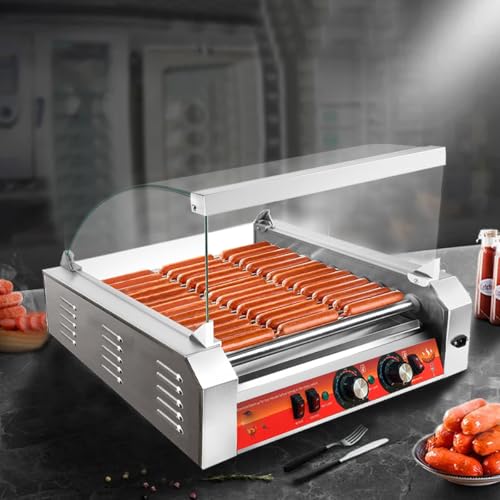 1670W Hot Dog Rollers,30 Hot Dog Capacity 11 Non-stick Stainless Steel Rollers,Hot Dog Roller for Grill with Detachable Glass Cover,Hot Dog Roller Machine - Thumbnail 7