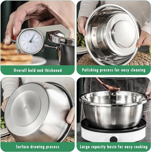 Image of KRESHU 3IN1 Stainless Steel Basin Set with Colander Grater Lid 3-Piece Multi-Function Mixing Bowl for Washing, Stainless Steel Basin Set (26 * 26 * 10CM)