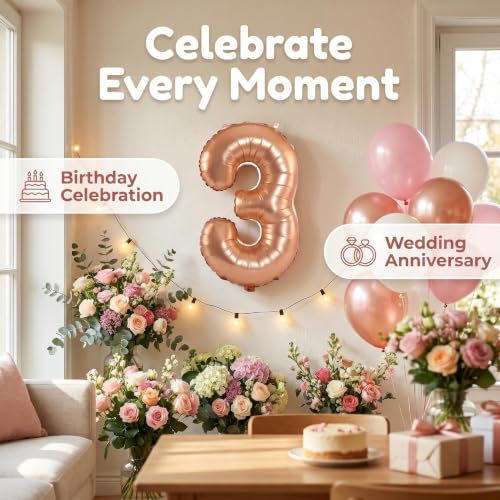 Image of YPSelected 32 Inch Large Foil Helium Number Balloon Birthday Wedding Party 0-9 (Orange, 3)