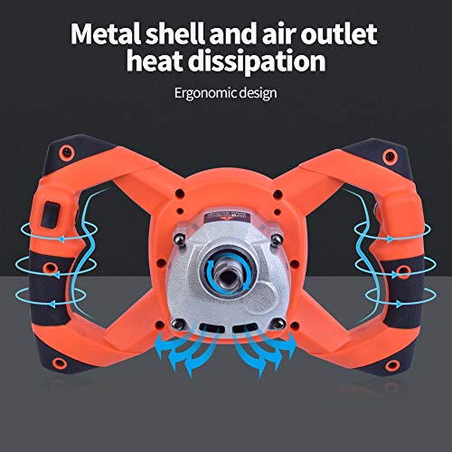 1600W Portable Electric Concrete Cement Plaster Grout Paint Thinset Mortar Paddle Mixer Pro Drill Mixer Stirring Tool Adjustable 6 Speed Handheld Standard 110V (1600W Orange)
