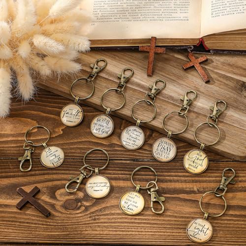 Image of Fumete Christian Keychain Bulk Bible Verse Religious Key Chains Scripture Quote Positive Gift for Women Men Church Pastor