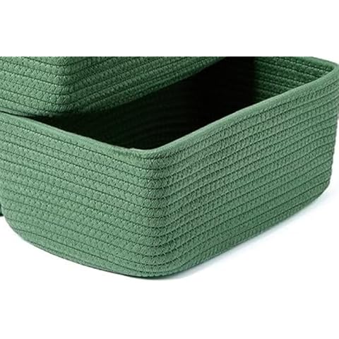 NaturalCozy Rectangle Shelf Baskets 13.5" x 8.5" x 5.5" - 3 Pack (Green) Cover