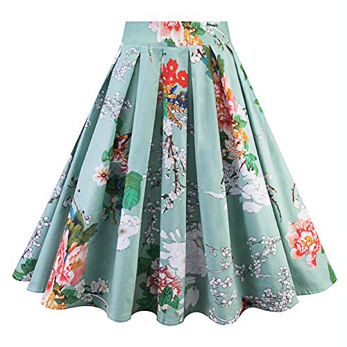 Foresteeds Damen Vintage A-Linie, bedruckt, ausgestellt, Midi-Rock - Schwarz - Groß Cover